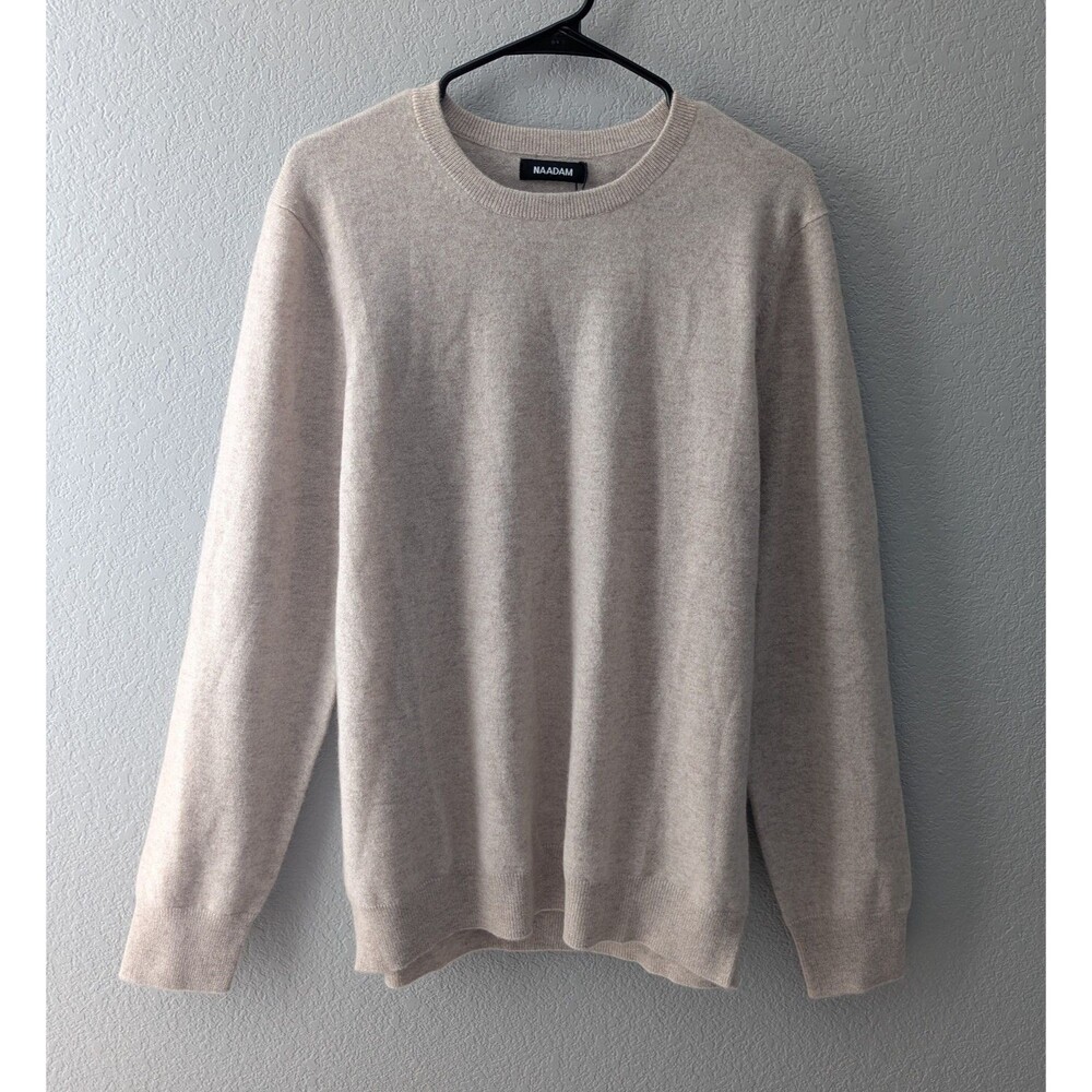 Naadam Original Cashmere Crewneck Sweater Men's Size XL Oat Tan Pullover NWT